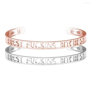 Brazalete PolishedPlus, pulsera personalizada con letras huecas de humor de titanio, joyería masculina personalizada para mujer y niña, regalo