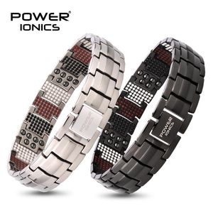 Bangle Power Ionics 4in1 100% Titanium Heren Anion FIR Magnetische Germanium Bloeddruk Accessoire Bedelarmband Sieraden Geschenken W / Tool