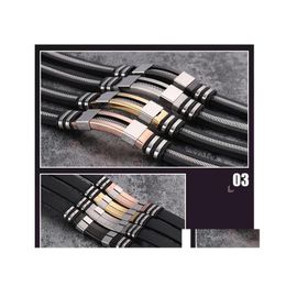 Bangle mooie roestvrijstalen armband chique polsband punkstijl ontwerp eenvoudige rubber charm psera hombre mannen drop levering sieraden br dhor6