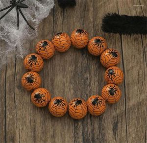 Brazalete de calabaza estampado estampado de madera pulseras de halloween para mujeres joyas elásticas al por mayor