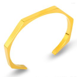 Bangle Punk Cool Vierkante Manchet Armbanden Manchette Mode-sieraden Geometrie Open Voor Mannen Titanuim Staal Goud-Kleur Armbanden