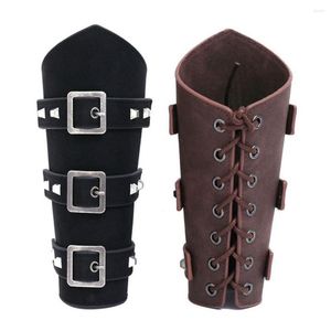 Bracelet Punk Hip Hop 1Pc Cosplay Armure En Cuir Bras Viking Bracelets Pirate Chevalier Gauntlet Bracelet Bracer Accessoires Bracelet Pour Hommes