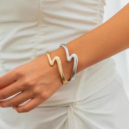 Bangle punk hip-hop léger alliage de luxe incurvé en forme de bracelets en forme de z pour femmes bijoux accessoires minimalistes