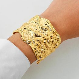 Bracelet Punk irrégulier en métal plié ouvert pour femmes, géométrie personnalisée, couleur or, bijoux de fête Hip Hop, cadeau