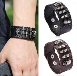 Bangle Punk Men Wide Skeleton Bracelet Designer Leather Weave Verstelbare polsband Mode Buckle Vintage Jewelry