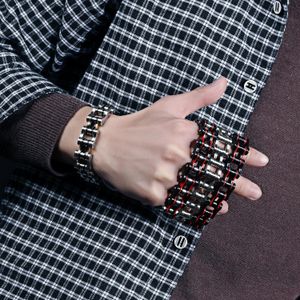 Bracelet Style Punk Bracelet Design Foncé Moto Chaîne Bracelet Hommes Usure Quotidienne En Acier Inoxydable Bijoux Nuit Patry Main Décorative