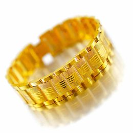 Armreif aus reinem 18-Karat-999-Gelbgold, Armbänder für Männer, klassische Hochzeit, Weihnachtsgeschenke, Schmuck, verdickt, verblasst nie