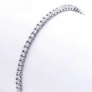 Bangle Pure 925 Silver Jewelry 18cm Tennis 2mm Zirconia Gift Pure Silver Bracelet Q240522