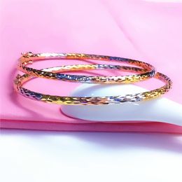 Bangle pure Russische 585 dames paars goud glanzende driekleurige armband modieus stijlvol 18k roze vergulde