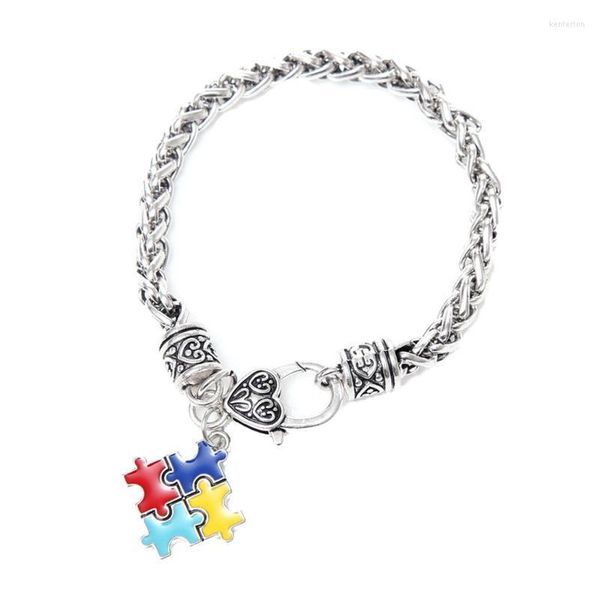 Bracelet Puzzle Petit Bracelet Autisme Émail Sensibilisation Charme Coloré Bracelets Demoiselle D'honneur Or Boucles D'oreilles Numérique Mens WatchBangle Kent22