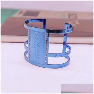 Bangle qualité en acier inoxydable lettres de sororité plus fines femmes service de bourses 1920 Zeta Phi Beta manchette bracelets bijoux goutte livrer Dh8Jm