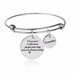 Bangle "Ik hou van je, ik zal je knuffel nooit vergeten" oma roestvrijstalen charms gfits voor grootmoeder armband mannen verjaardagscadeau