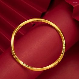 Bangle "Never Give Up" Solid Womens Girl 18k Yellow Gold Filled Classic Mode-sieraden Vriendin Cadeau Dia 60mm/62mm