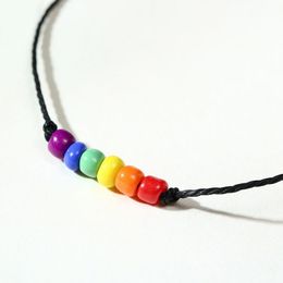 Bracelet de perles arc-en-ciel, bijoux porte-bonheur pour Couple, corde à main Gay, amitié, fierté LGBT, 12 pièces