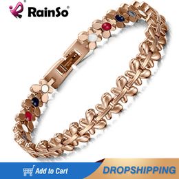 Bangle Rainso Fashion Pulsera magnética saludable para mujeres Terapia de joyería de niñas brazalete de germanio Viking Holograma Madera de pulsera