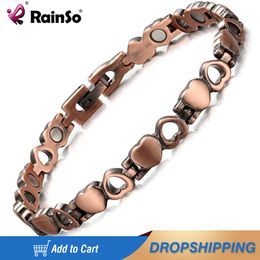 Bangle Rainso Luxe Koperen Armbanden Magnetische Mode Armbanden Viking Slaaphulp Chain Link Gezondheidszorg Bangle Voor Vrouwen Sieraden