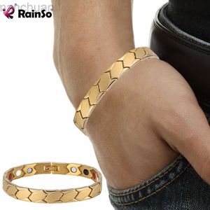 Bangle Rainso Pure Titanium Armband Magnetische Gezondheid Bio Energie Verbeteren Slapen Armbanden Voor Mannen 4in1 Armband Sieraden ldd240312