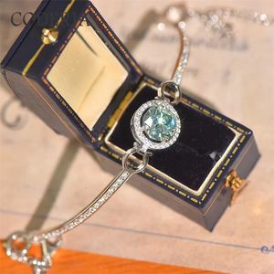 Bracelet Bracelet bleu véritable excellente coupe 1.0CT test de diamant réussi en argent sterling 925 bracelet pour femme cadeau d'anniversaire bijoux 231013