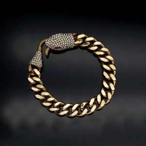 Bracelet yeux rouges et verts queue de serpent foret complet bracelet cubain en acier inoxydable 230926
