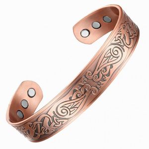 Bangle Red Copper Magneet Armband Retro Europese en Amerikaanse magnetische energie voor mannen