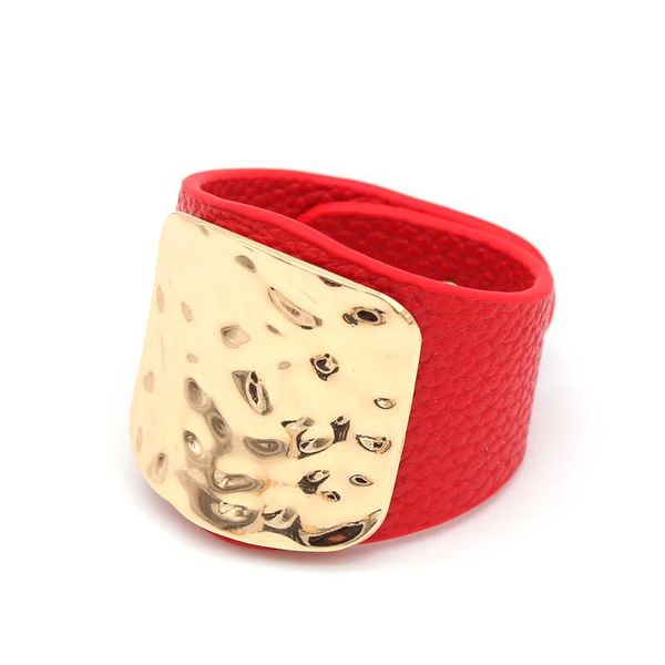 Bracelet en cuir rouge large bijoux Style Punk Bracelet de poignet classique Couple noir vacances cadeau PartyBangle