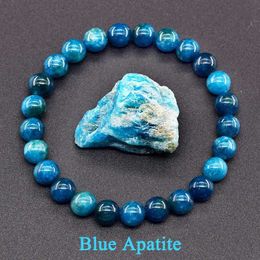Bangle Reiki Blue Apatite Beads Mens Natural Stone estimula la circulación sanguínea Joyería de atención médica entusiasta Q240522