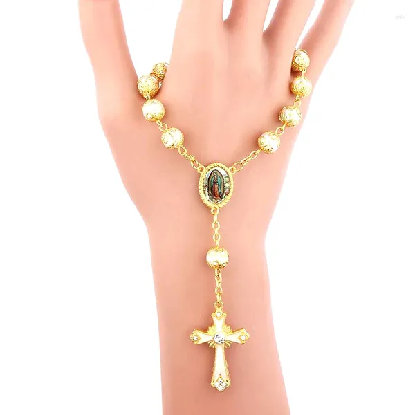 Bracelet ornements religieux Religion communion catholique tasse cadeau Center croix chapelet Bracelet perle