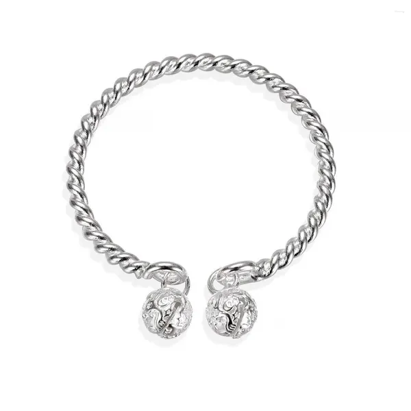 Brazalete Retro de doble campana, pulsera giratoria de Plata de Ley 925, joyería de moda ajustable para mujeres y hombres, regalo de cumpleaños al por mayor