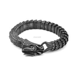 Bangle Retro draak Scandinavische Link Chain armband voor mannen heersende kraan Kiel Punk roestvrijstalen sieraden Viking Fahion 240319