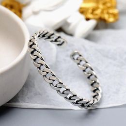 Bracelet rétro mode corde torsadée chaîne Bracelet ouvert argent plaqué breloque femmes rue Hip Hop fête bijoux