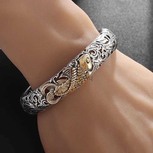 Bracelet rétro punk koi poisson sculpté pour hommes bracelets bracelet bang bang fashion bracelet bijoux cadeau 240411