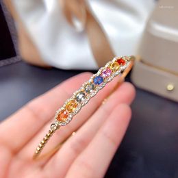 Bangle Ricki Natuurlijke kleurrijke saffier edelsteen armband 925 Sterling zilveren steen voor vrouwen fijne bruiloft sieraden