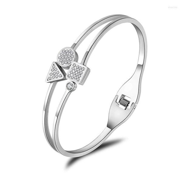 Brazalete Números romanos Geometría Acero inoxidable Diamante de imitación Brazaletes Pulseras Amantes Joyería Regalo del día de San Valentín B18058