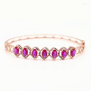 Bangle Rose Gold Bracelet Women's Russian 585 Purple Luxury Lace Rubin Stone Plated 14K