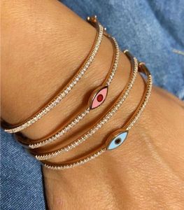 Bangle Rose Gold Color Elable Eye Eye Bangle armband voor vrouwen Bohemia Boho Lucky Turkish Evil Eye Sieraden Fashion Groothandel G230210