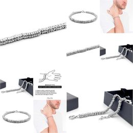 Bangle Runda Heren roestvrijstalen armband Loop Chain Maat verstelbaar 22 cm Handgemaakte Fashion Charms Luxe merk Mannen Drop Delivery Je Dhk8T