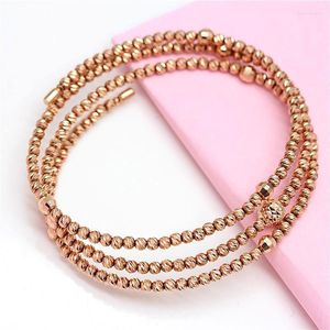 Bracelet Russie 585 Or Violet Femmes Perles Brillantes Bracelet Souple Personnalité De La Mode Plaqué 14K Coloré