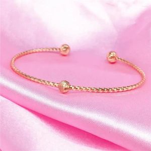 Bangle Russische 585 paars gouden armband verguld 14K rozen flexibele overdracht kralen Russ Ball sieraden modetrend ontwerper