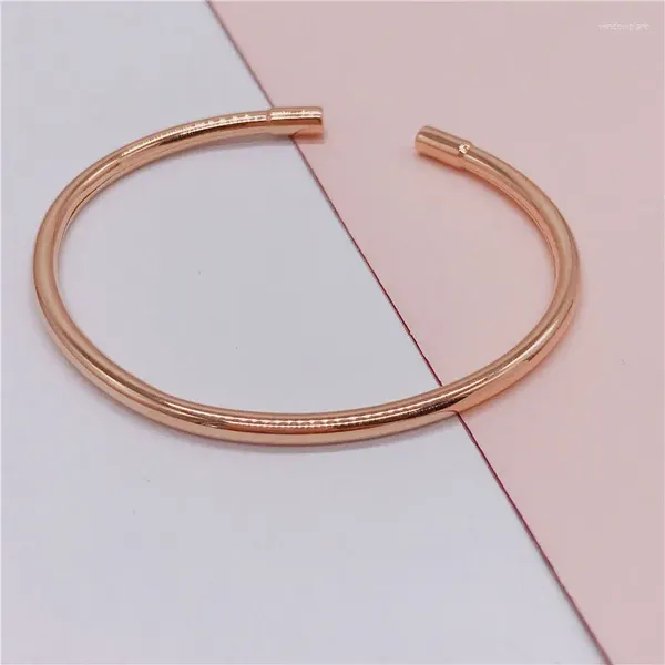 Brazalete Ruso 585 Púrpura Chapado en oro 14K Oro rosa Elegante Surtido Pulsera abierta de cara lisa Lujo Elegante Simplicidad Regalo de cumpleaños