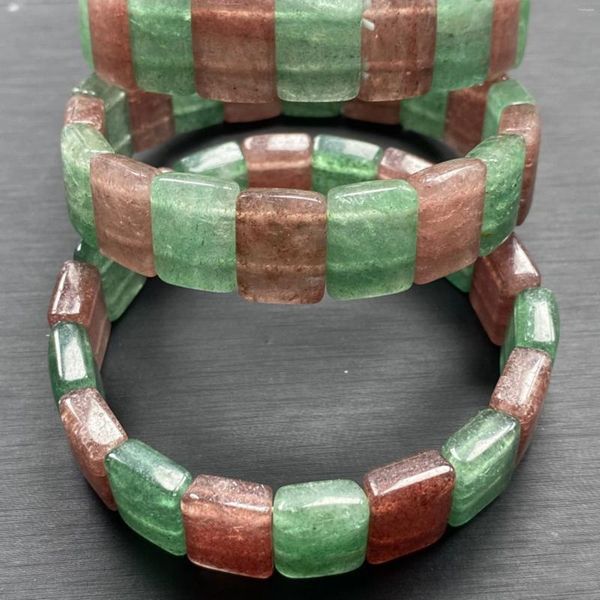 Bracelet russe rose/vert fraise Quartz Bracelet guérison cristal équilibre énergétique pierre bijoux cadeau pour elle