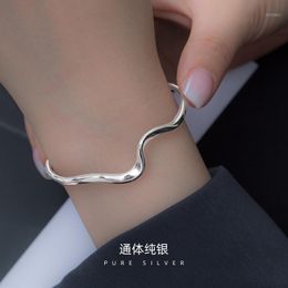 Bangle S925 Sterling Silver Bracelet Minimalistisch Wave Ins Koreaanse Persoonlijkheid Women's Mobius Open sieraden