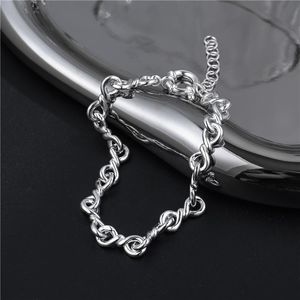 Bangle S925 Sterling Silver Koreaans Modieuze heavyduty Twisted Bracelet Ins Blogger draagt ​​handgemaakte ketting zilveren sieraden groothandel