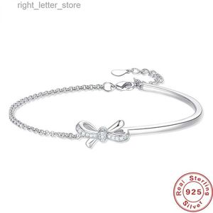 Bangle Saiye S925 Sterling Silver Bracelet Bow High End Semi Circular Light Luxe Diamant Mozaïek Leuke dames sieraden Design Sense YQ240409