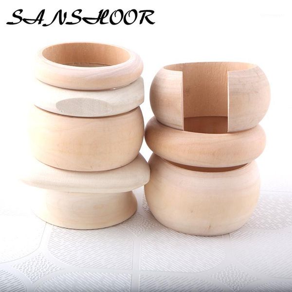 Bracelet SANSHOOR Mixte 8 tailles / 14 tailles Bracelets en bois non finis Ensemble de bracelets en bois brut faits à la main Bracelet Fit Peinture Art en tant que femmes Gifts1