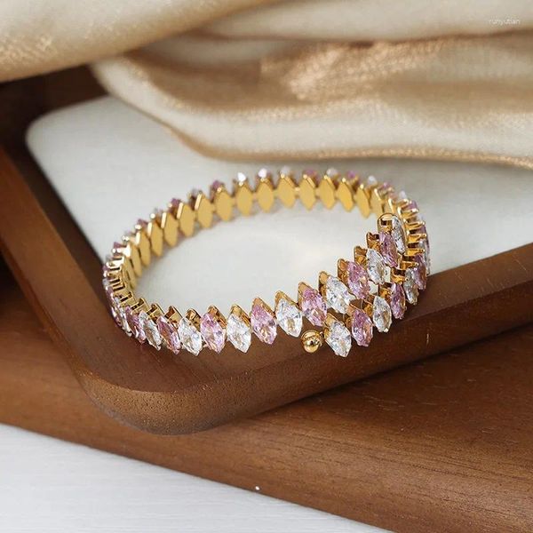 Bracelet vente classique mode brillant couleur or Rose Multi zircone Bracelets pour dames élégantes trajet bijoux accessoires