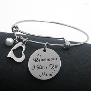 Bangle verkopen roestvrij staal hart bedelarmbanden uitbreidbaar onthouden I love you mom moederdag sieraden festival cadeau