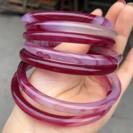 Bangle Sturen Certificaat Echte Jades Armbanden Vrouwen Sieraden Paarse Chalcedoon Agaat Ronde Jadeïet Armband Voor Vriendin Moeder Geschenken