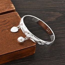 Bangle Zilver Kleur Schattig Te Openen 45MM 8CM Baby Arabische Etnische Bloem Dubai Kinderen Enkelbandje Armband Kind Sieraden Verjaardagsfeestje Geschenken