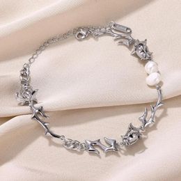 Bracelet Couleur Argent Personnalité Rose Thorn Bracelet Pour Femmes Perle Bracelets Coréens Créateur De Mode Bijoux Accessoires Cadeaux De Fête