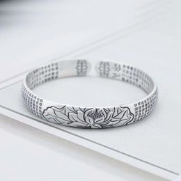 Armband Zilver Kleur Vrouwen Mode-sieraden Hoge Kwaliteit Zwarte Lotus Thaise Retro Eenvoudige Open Armband Melv22